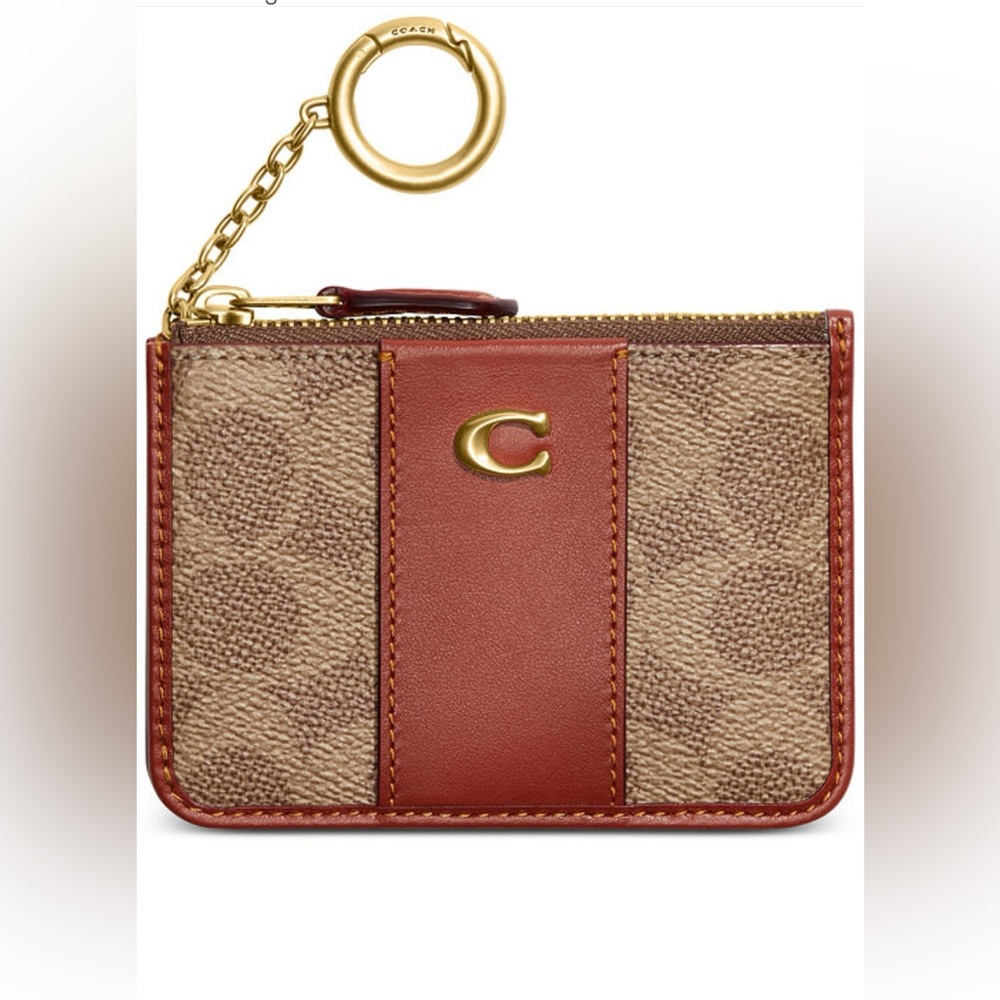 Coach Brown and Tan Keychain Wallet